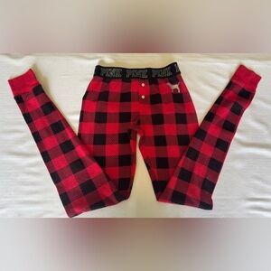 Victoria Secret Pink Sleep Pants XS Buffalo Print Soft Flannel Black Waistband